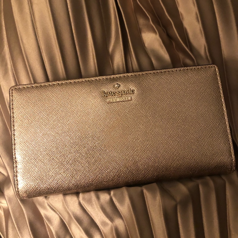 Kate Spade rose gold large bifold wallet